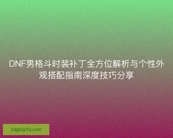DNF男格斗时装补丁全方位解析与个性外观搭配指南深度技巧分享