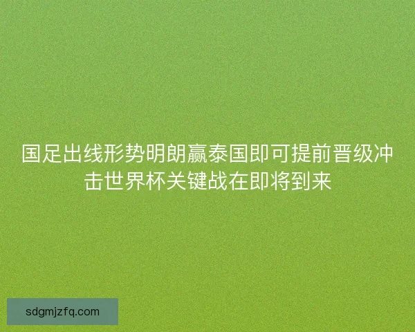 国足出线形势明朗赢泰国即可提前晋级冲击世界杯关键战在即将到来