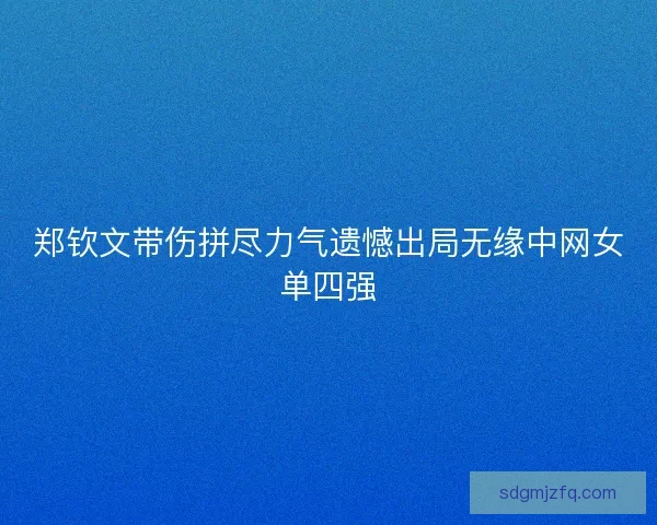 郑钦文带伤拼尽力气遗憾出局无缘中网女单四强
